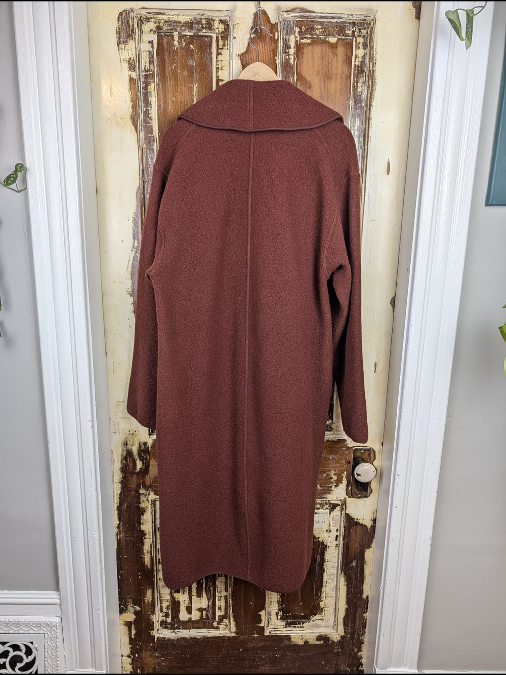 Wilfred Charlize 100% Merino Wool Long Coat Rust Large Aritzia Minimalist - Picture 7 of 14